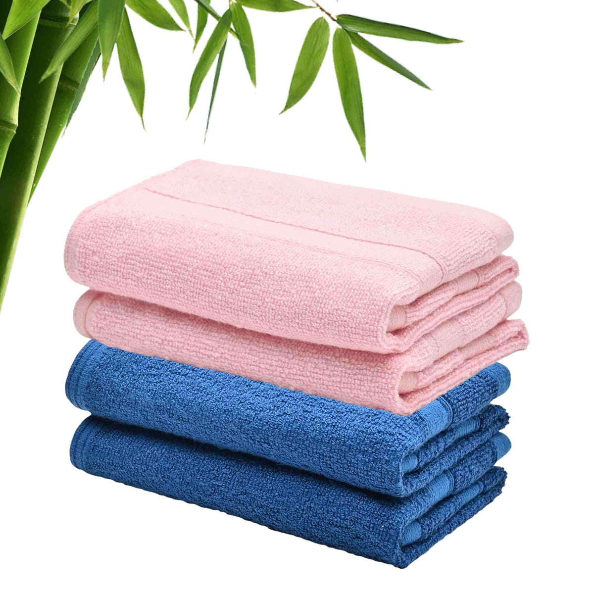 The Better Home 600GSM 100% Bamboo Face Towel Set | Anti Odour & Anti Bacterial Bamboo Towel |30cm X 30cm | Ultra Absorbent & Quick Drying Face Towel for Women & Men (Pack of 4, Blue + Pink)