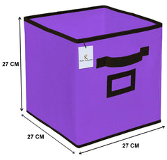 Kuber Industries Non Woven 1 Piece Shirt Stacker Wardrobe Organizer and 2 Piece Small Foldable Storage Organiser Cubes/Boxes (Purple) -CTKTC038345