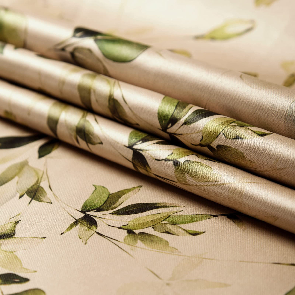 Encasa Homes Blackout Polyester Fabric - by The Meter - 100 x 117 cm - Floral Digital Print - L1 Olive - Blocks Light, Sound & Heat - Perfect for Blackout Blinds, Door Curtains, Window Panel Drapes