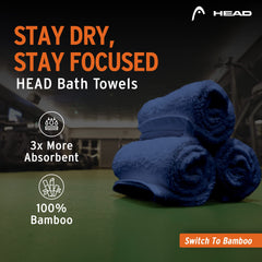HEAD Bamboo Bath Towel - Pack of 1 (Navy Blue) | Ultra Soft & Absorbent | Quick Dry | 100% Bamboo | 29 x 59 inches, 600 GSM