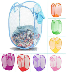 Kuber Industries Pack of 2 Nylon Mesh Laundry Basket|Dirty Clothes Basket with Carry Handles|Foldable Pop-up Mesh Hamper 20 LTR (Multi)