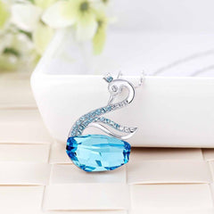 Yellow Chimes Crystals from Swarovski Silver Swan Blue Crystal Pendant for Women and Girls
