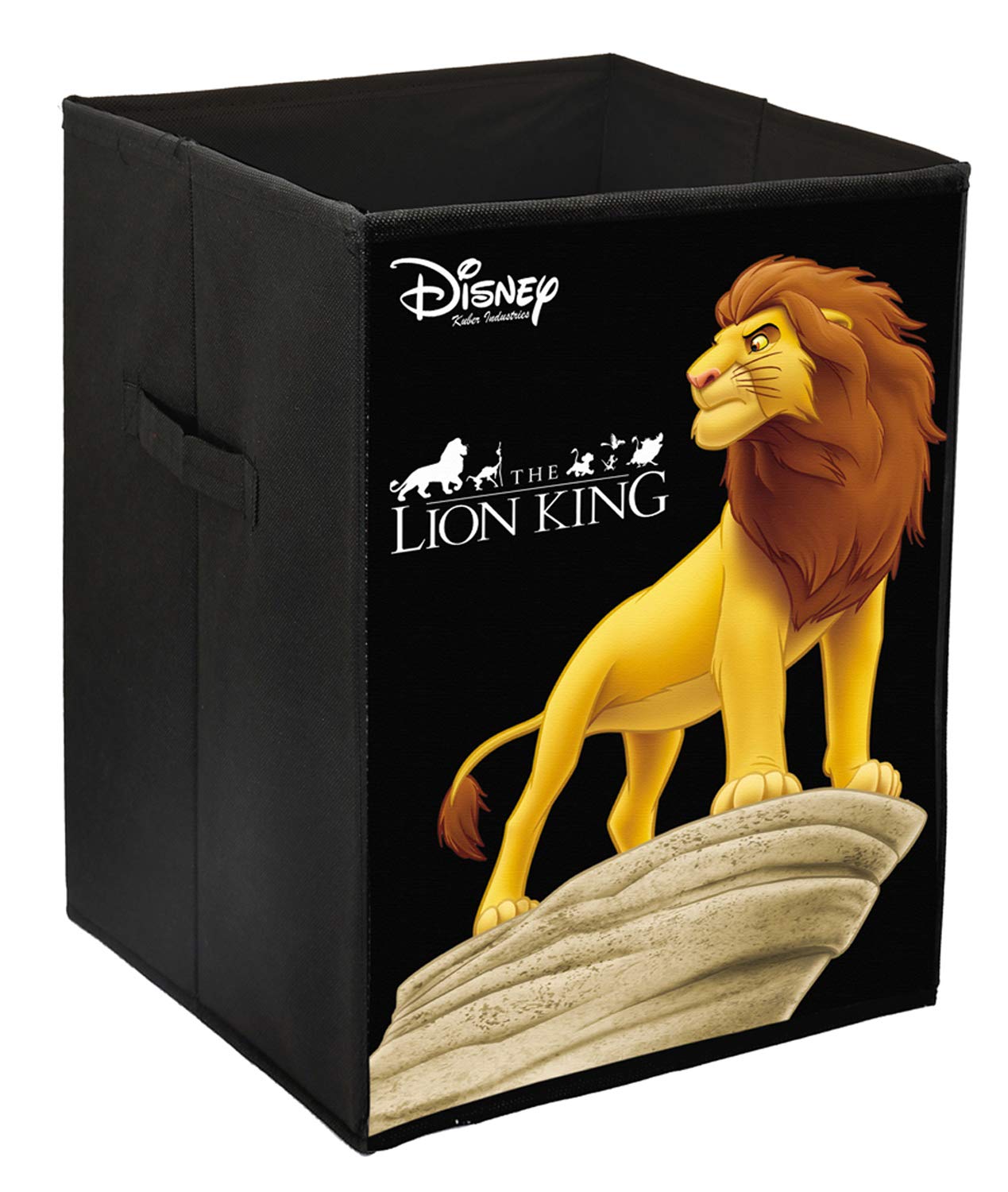 Kuber Industries Disney Lion King Print Non Woven Fabric Foldable Laundry Basket, Toy Storage Basket, Cloth Storage Basket with Handles (Black)