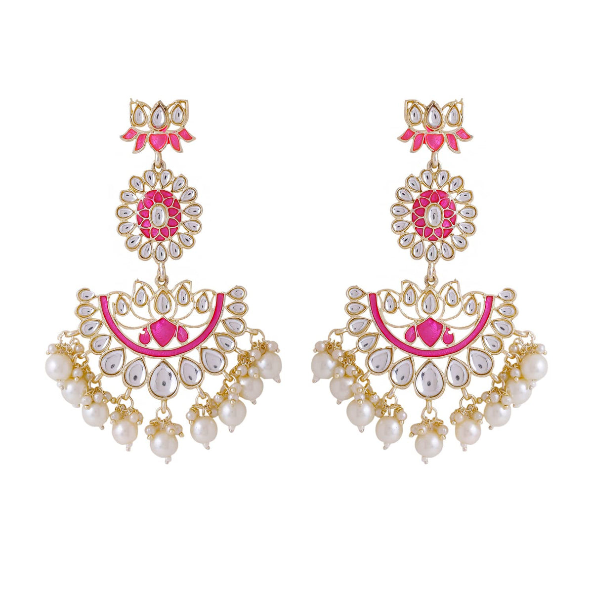 Yellow Chimes Earrings for Women and Girls Kundans Chandbali | Gold Plated Kundan Studded Beads Drop Earrings | Birthday Gift for girls and women Anniversary Gift for Wife