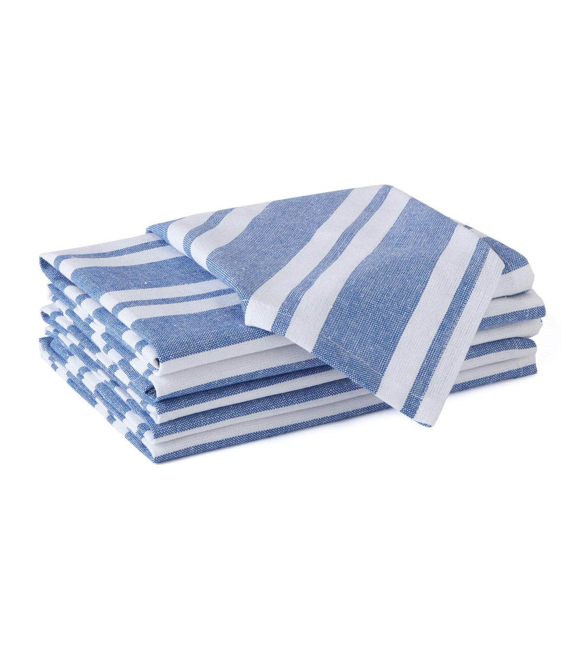 Encasa Homes Dining Table Napkins 6 pcs Set of Large 17"x17" (43x43 cm) - Franca Blue Stripes - Heavy Eco-Friendly Cotton Fabric, Machine Washable for Dinner, Party, Restaurant & Banquet