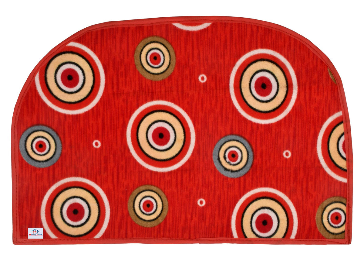 Heart Home D Shape Indoor Outdoor Anti-Slip Rubber Door Mat, 21"x14" (Red)-HS40HEARTH23966