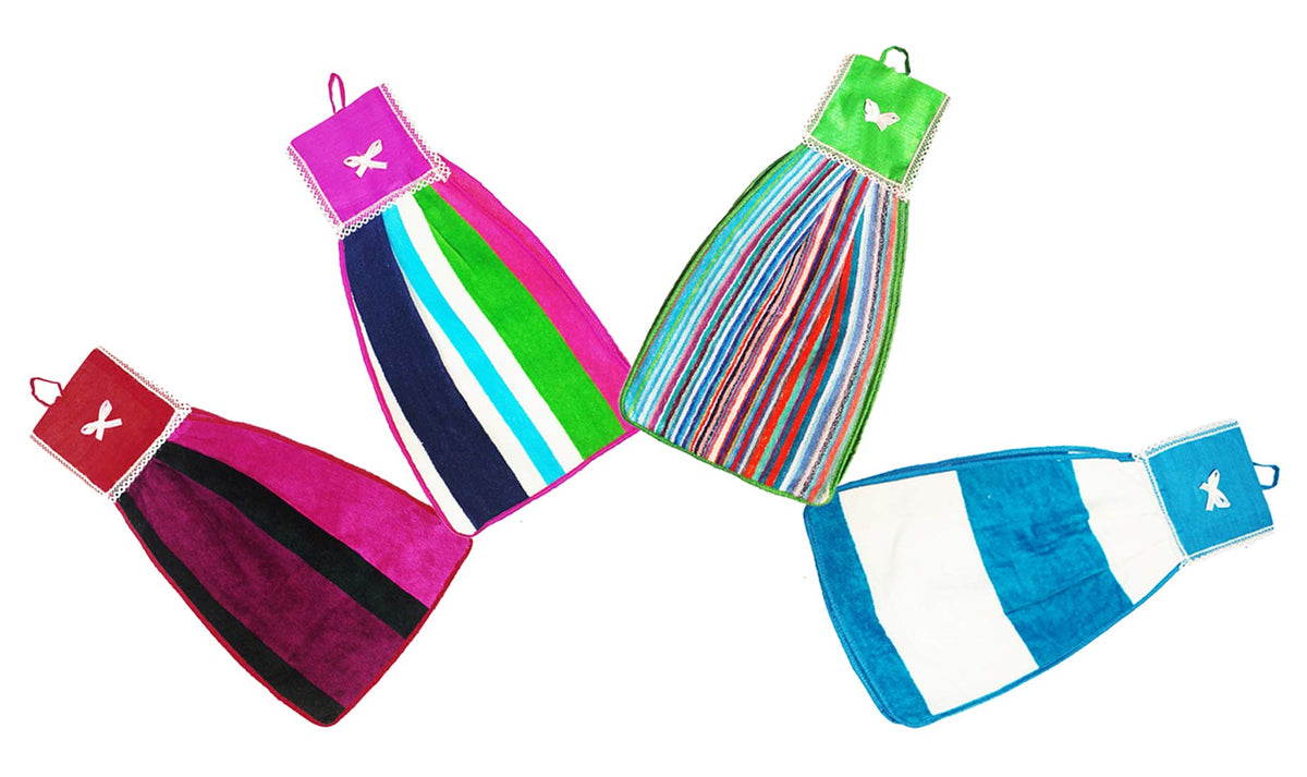 Kuber Industries Hanging Cotton 4 Pieces Cotton Washbasin Napkin/Hand Towel for Kitchen and Bathroom (Multi)