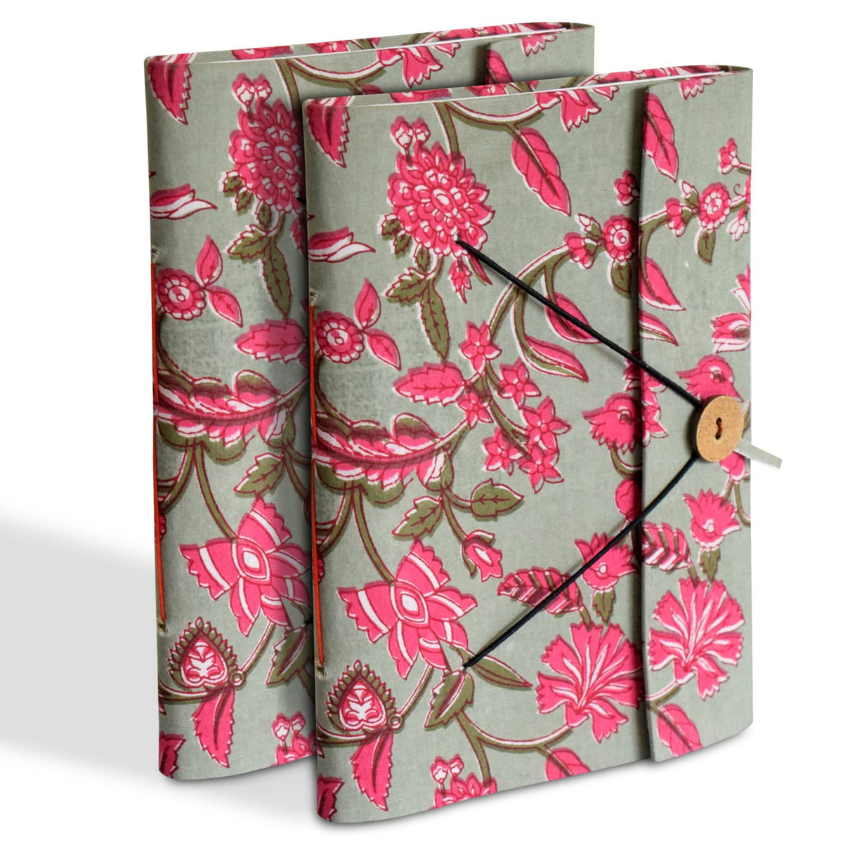 Kuber Industries Floral Print Handicraft Notebook/Diary With Lock System for Home, Traveling, Office Pack of 2 (Green)