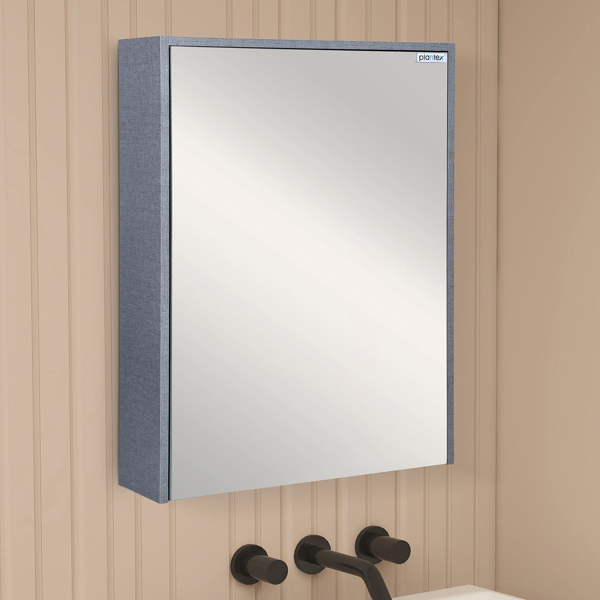 Plantex Bathroom Mirror Cabinet - HDHMR Wood Mayfair Bathroom Organizer Cabinet (18 x 24 Inches) Bathroom Accessories (Linen Grey)