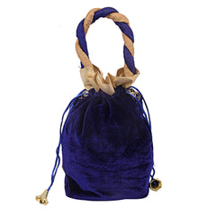Kuber Industries Velvet 1 Pieces Women Potli Bag (Blue) -CTKTC5913,Standard