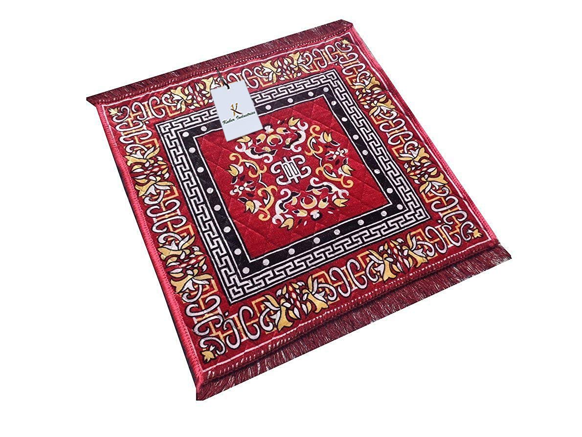 Kuber Industries Velvet Mat (POOJA0041193, Red, Standard)