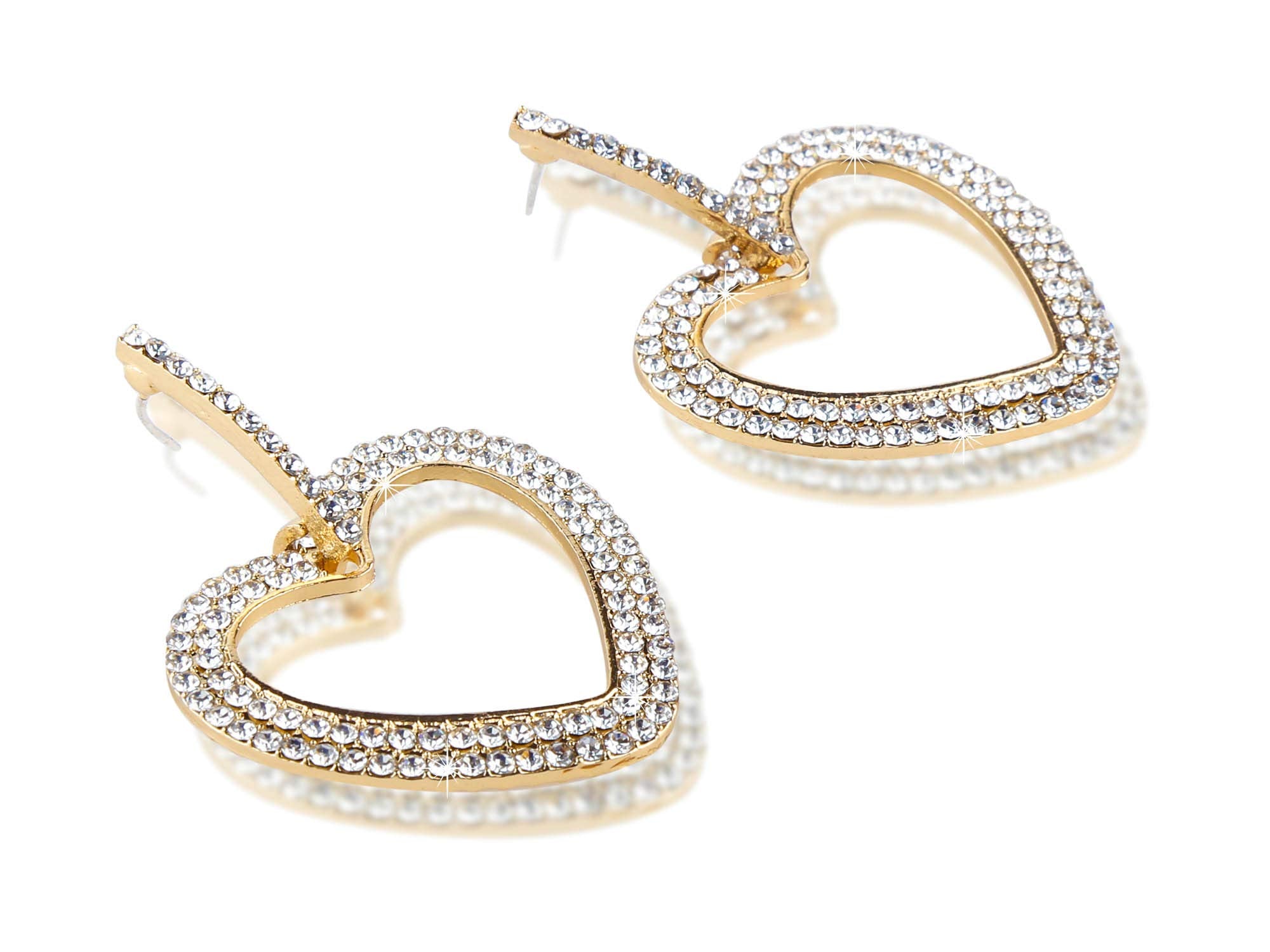Yellow Chimes Golden Heart Crystal Drop Earrings for Women and Girls