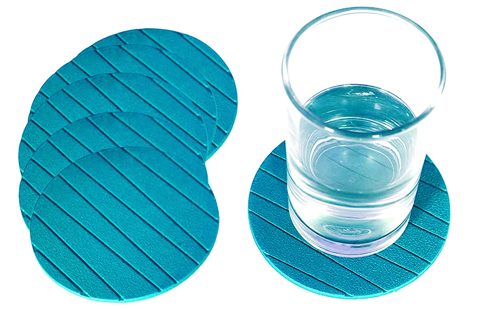Kuber Industries Heat Insulation Coasters|Round Shape & Anti Slip EVA Foam Material| Water Resistant & Smooth Surface,Set of 6 Pcs (Green)-HS_38_KUBMART21361