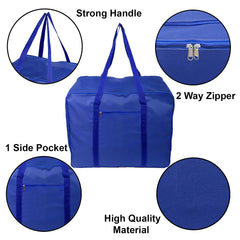 Kuber Industries Large Lightweight Foldable Multipurpose Storage bag, Cloth Organiser, Travel Bag With Zippered Closure And Handle (Blue)-HS43KUBMART26672