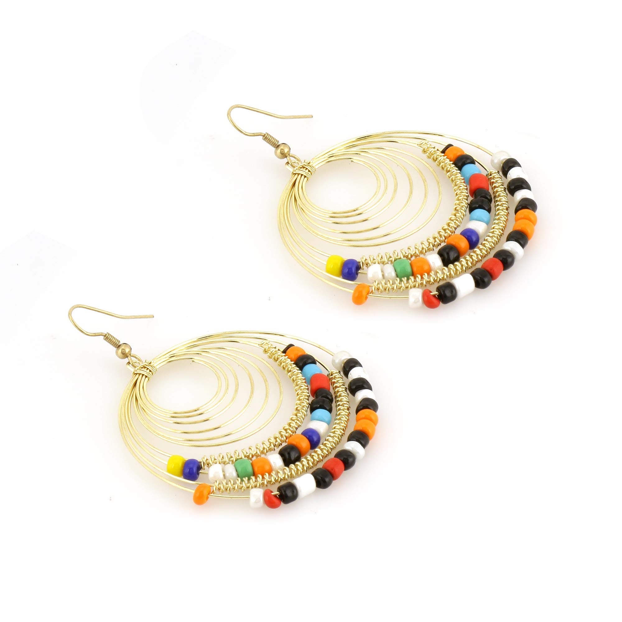 Yellow Chimes Elegant Multicolor Beads Gold Plated Drop Earrings For Women and Girls