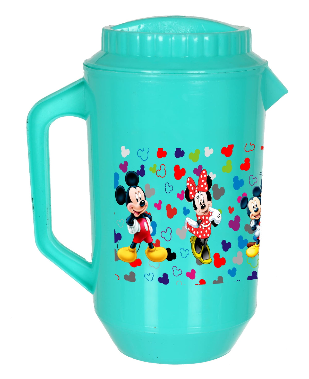 Kuber Industries Multiuses Mickey & Friends Print Leak Proof Unbreakable Plastic Water Jug with Lid for Water, Juice, Milk 2 Liter (Green)