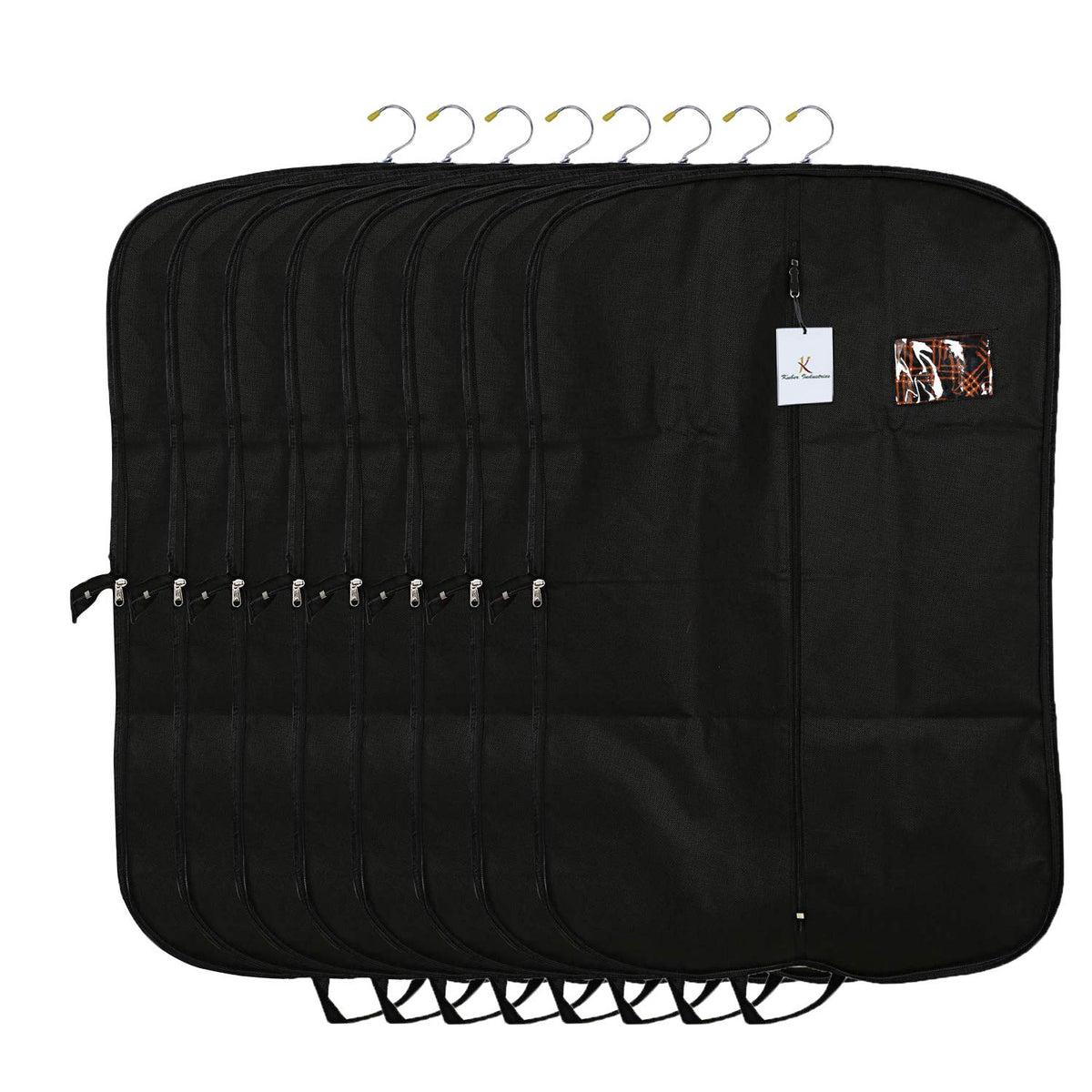 Kuber Industries 8 Pieces Foldable Non Woven Men's Coat Blazer Suit Cover (Black) -CTKTC041370