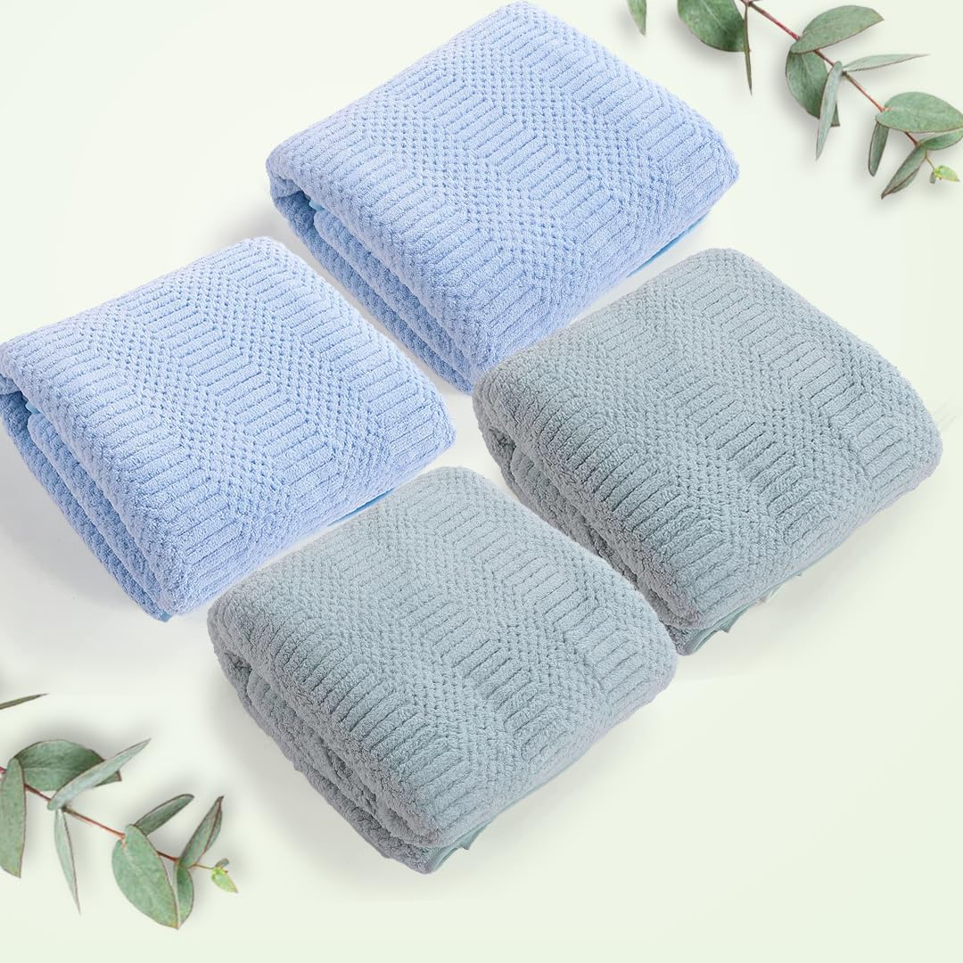 The Better Home Microfiber Bath Towel for Bath | Soft, Lightweight, Absorbent and Quick Drying Bath Towel for Men & Women | 140cm X 70cm (Pack of 4, Pink+Beige) (Pack of 4, Blue+Green)