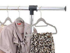 Kuber Industries Velvet Cloth Hanger Set of 5|Dress Coat Jacket Clothes Hangers|Chromed Plated Steel Hook (Grey)