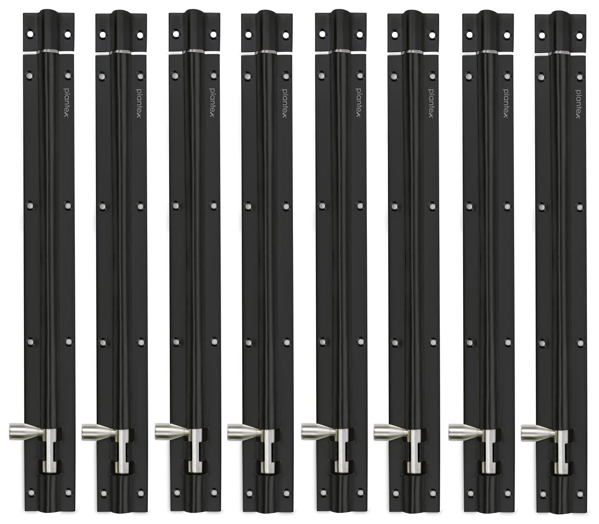 Plantex Stainless Steel Tower Bolt/Tower Bolt for Home,Offices Doors and Windows/Tower Bolt for Main Door/Door Latch/Kundi/Chitakini/Door Latch for Windows - Pack of 8 (Black Finish, 12 inch)