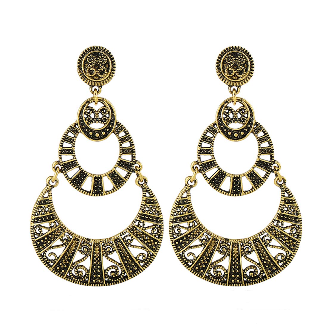 Yellow Chimes Golden Oxidized Alloy Chandbali Earring for Women & Girls