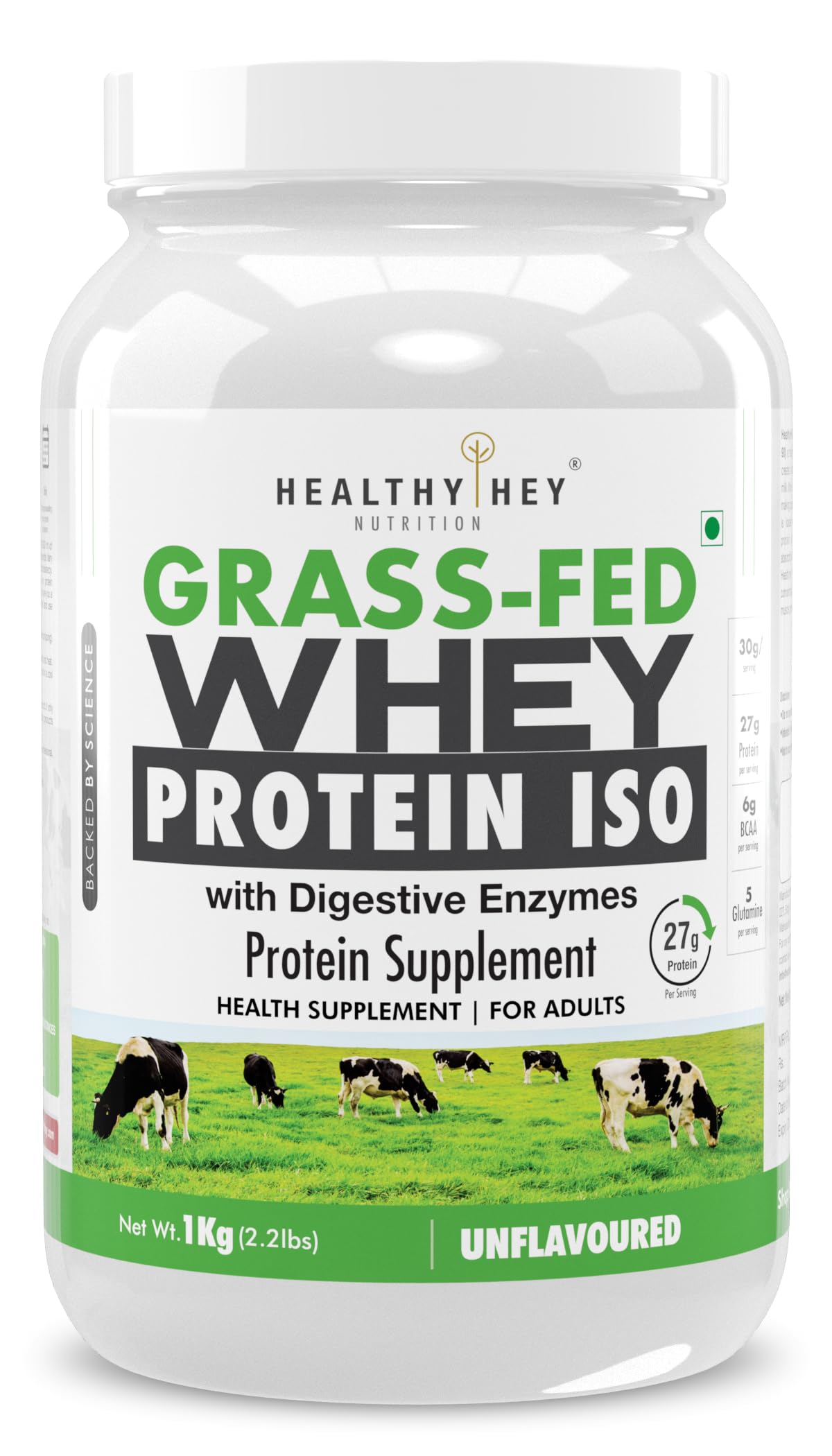 Healthyhey Nutrition Grass-Fed Whey Protein Isolate - 1kg (Unflavoured)