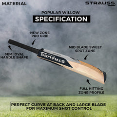Strauss PW-100 Popular Willow Cricket Bat with Ball