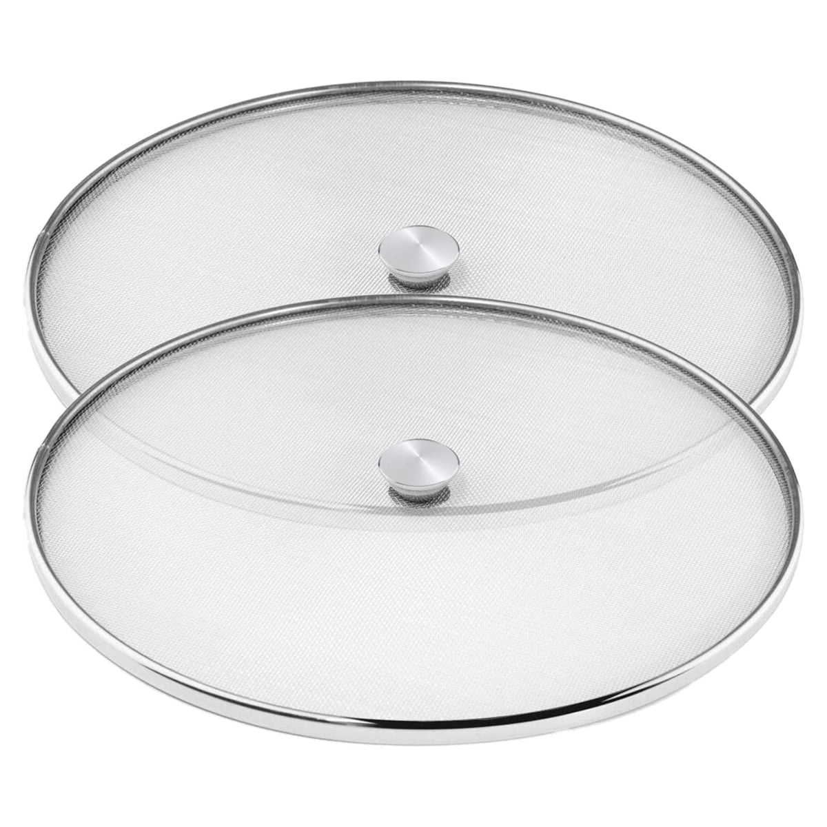 Heart Home Stainless Steel Vessel Net Cover/Lid/Strainer/Splash & Splatter Guard, 9 Inch- Pack of 2 (Silver)
