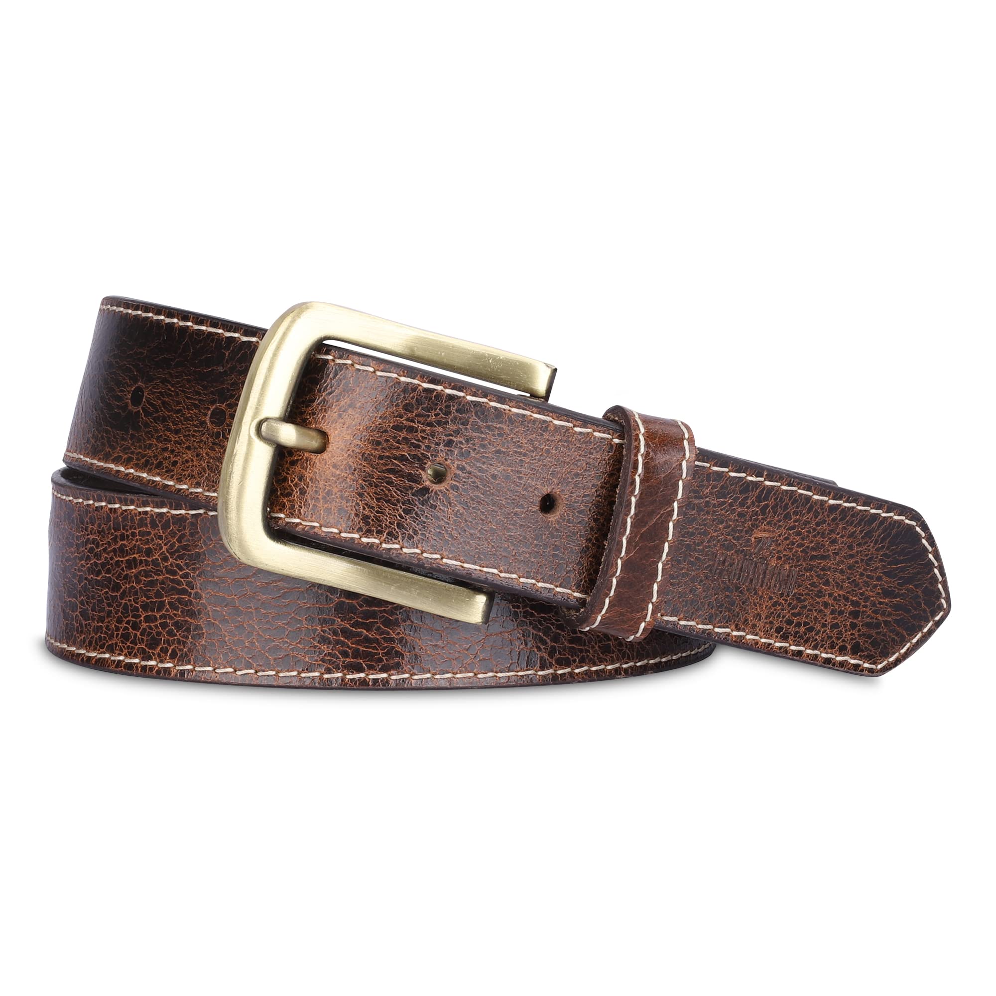 THE CLOWNFISH Men's Genuine Leather Belts - Brown (Size-32 inches)