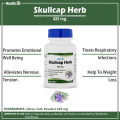 Healthvit Skullcap Herbs 425 mg For Nervous System Support 60 Capsules