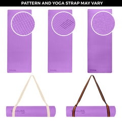Strauss Anti Skid TPE Yoga Mat with Carry Strap, 6mm, (Purple)