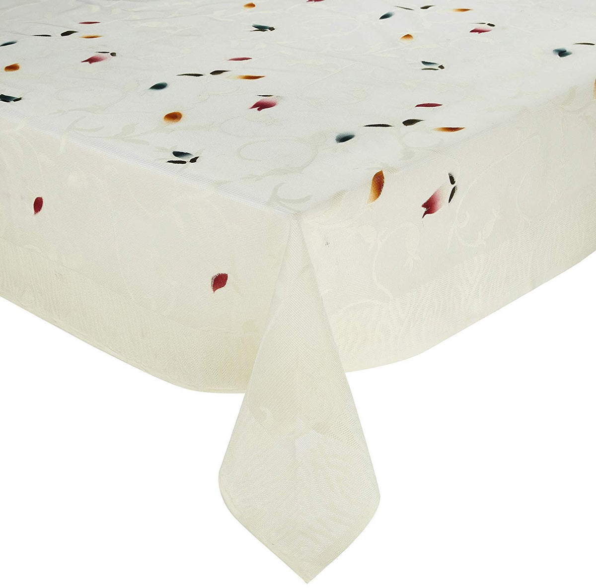 Kuber Industries Leaf Design Cotton 4 Seater Center Table Cover - Cream - CTKTC22315