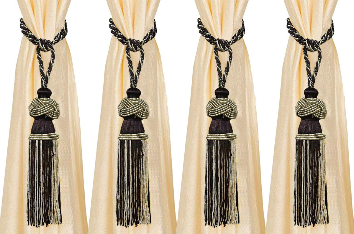 Kuber Industries Polyester 4 Pieces Curtain Tie Back Tassel Set (Brown) -CTKTC12777 (CTKTC012777)