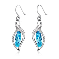 Yellow Chimes Crystals from Swarovski Denim Blue Crystal Designer Earrings for Women
