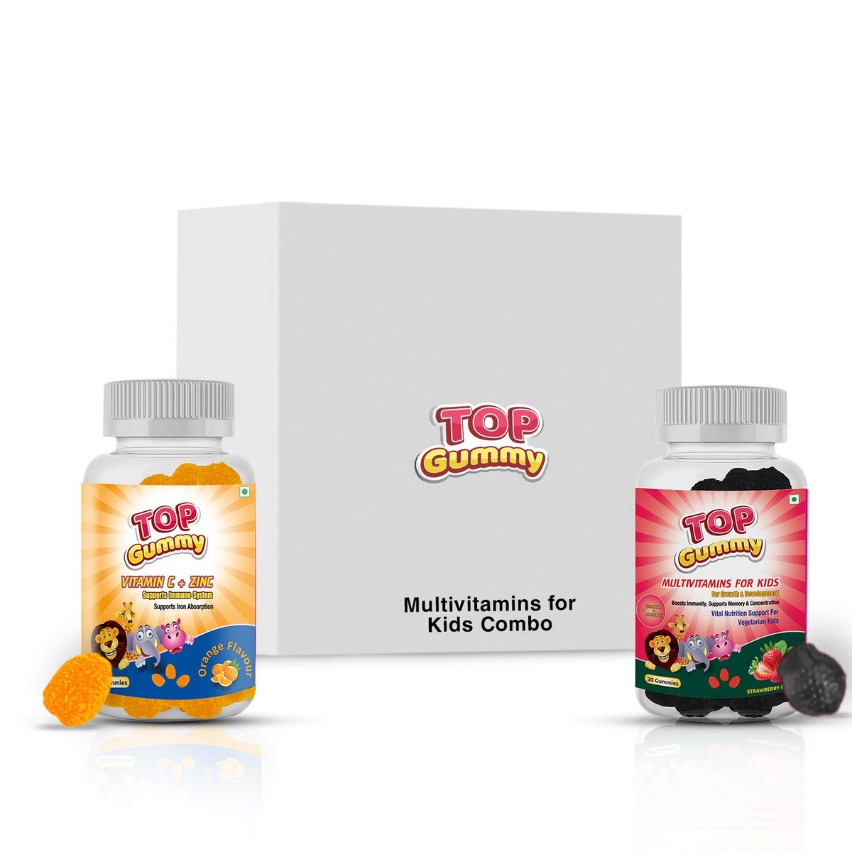 Top Gummy Daily Nutrition Multivitamins for + Vitamin C Zinc – 30 Each,Kids Gummies Combo, 2 gram