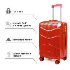 THE CLOWNFISH Combo of 2 Ballard Series Luggage ABS & Polycarbonate Exterior Suitcases Eight Wheel Trolley Bags with TSA Lock-Red (Medium 65 cm-26 inch, Small 55 cm-22 inch)