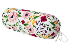 Kuber Industries Flower Printed Cotton Bolster Cover- Set of 2, 16"x32" (White & Pink)-44KM0129