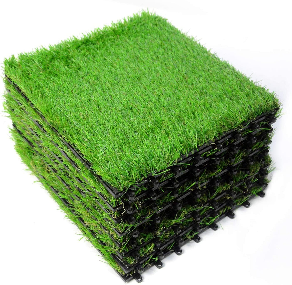 Plantex Artifical Grass Interlocking Deck Tiles for Garden/Terrace/Balcony/Patio/Indoor & Outdoor Flooring/Water Resistant ? Pack of 12 (Grass, 24x12 Inch)