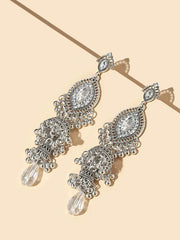 Yellow Chimes Earring For Women Silver Tone Antique Bohemian Crystal Studded Jhumka Designed Dangler Earring For Women and Girls
