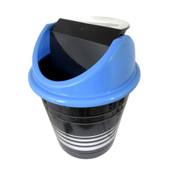 Kuber Industries Plastic 3 Pieces Medium Size Swing Lid Garbage Waste Dustbin for Home, Office, Factory, 10 Liters (Black & Blue)-KUBMART10242