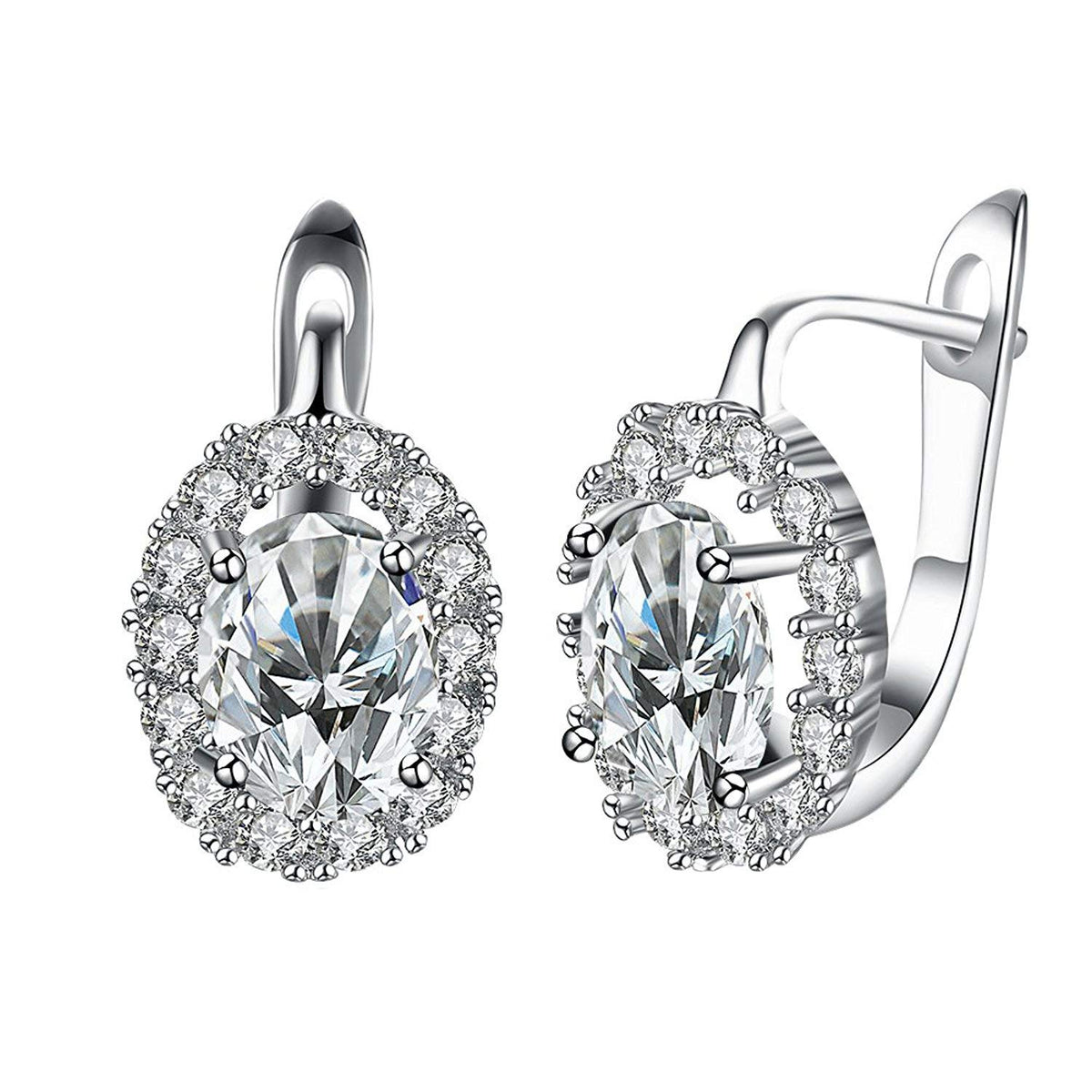 Kairangi Stud Earrings for Women Crystals from Swarovski Clip On White Studs Earrings for Women and Girls.