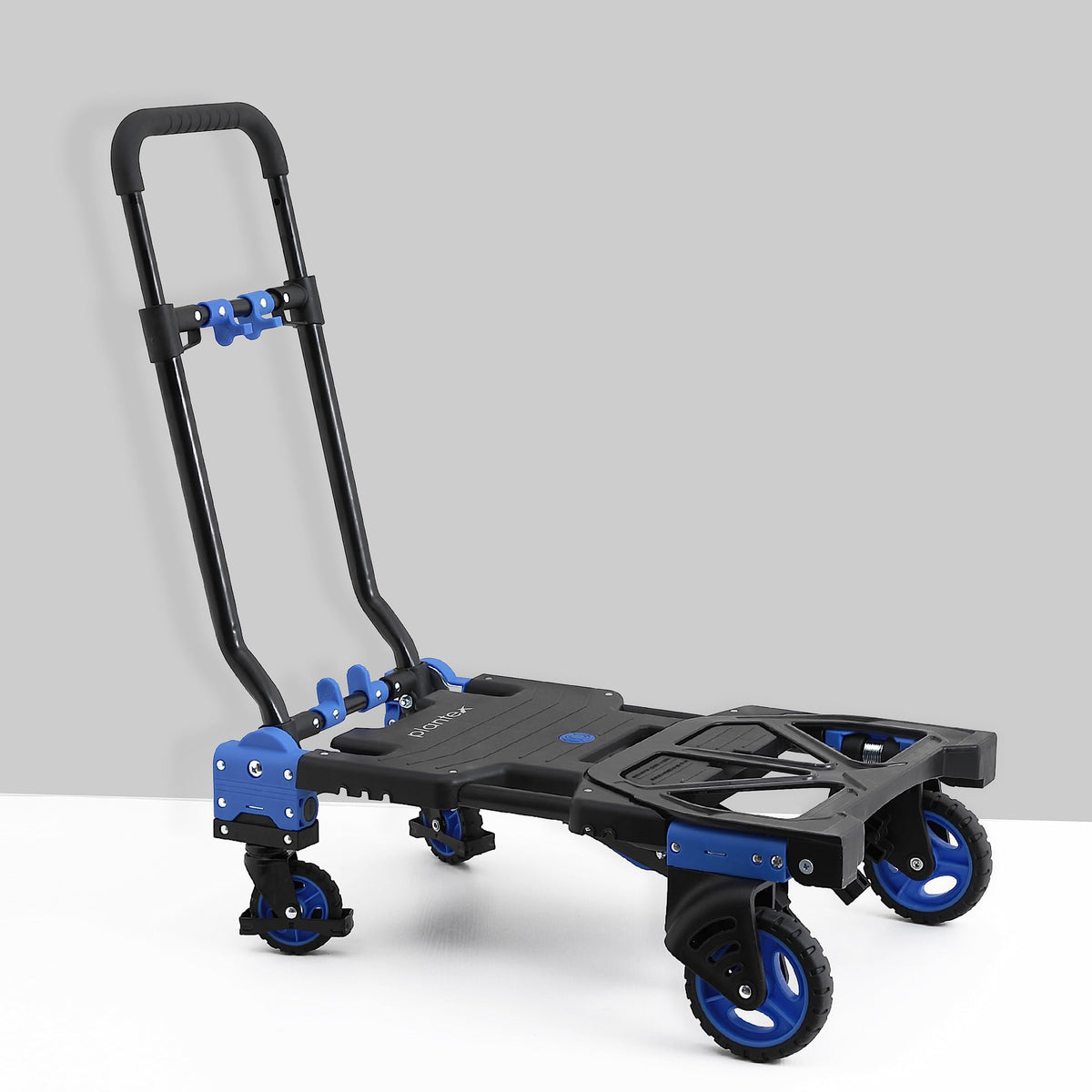 Plantex Multipurpose Foldable Platform Trolley/Hand Truck and Portable Dolly Push Kart with Telescopic Handle and Foldable Guarded Wheels – (Black & Blue)