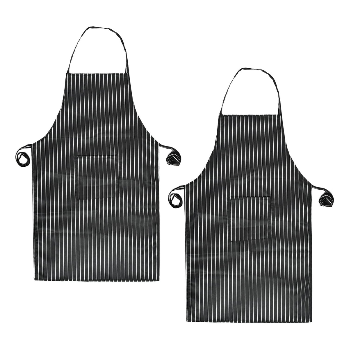 Kuber Industries Linning Printed Oil Stain Resistant Cooking Kitchen Apron for Men Women with 1 Front Pocket- Pack of 2 (Black)-50KM0750