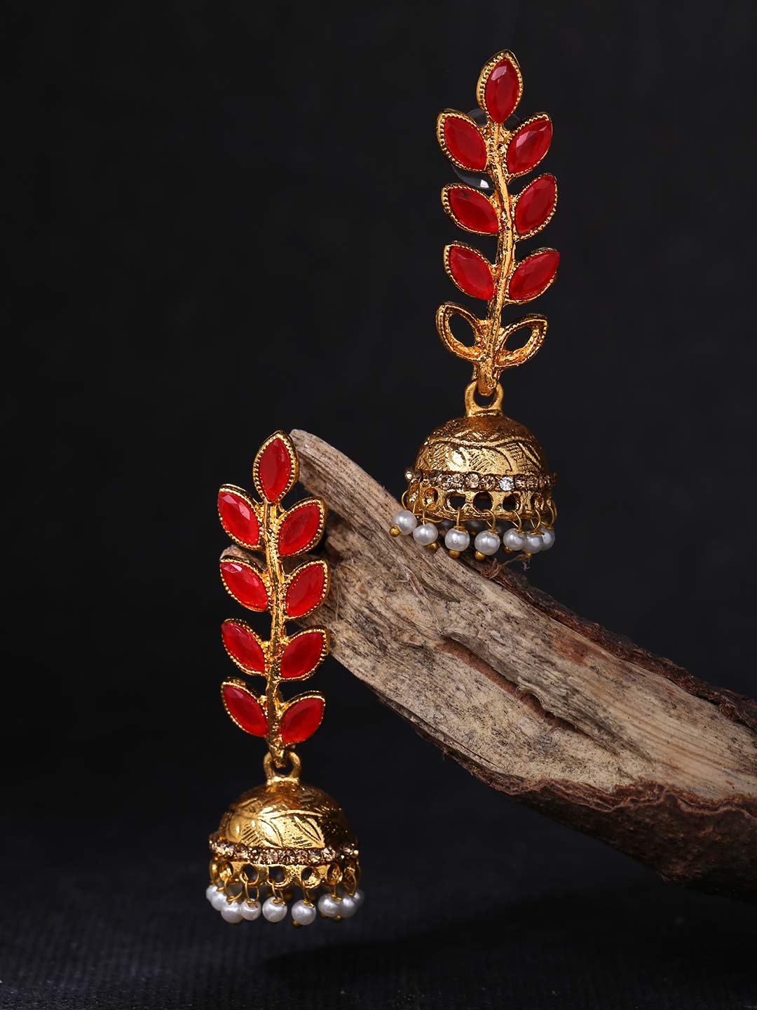 Flipkart.com - Buy MONKDECOR Fancy Gola Stone earrings for Girls and Women.  (Red Color) Brass Jhumki Earring Online at Best Prices in India