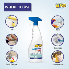 Cleno Bathroom Cleaner Spray, Cleans Floor/Hard-Water Stains/Tiles/Washbasin/Grease/Grime/Soap Scum/Chrome Fixtures, Eco-Friendly, 450 ml