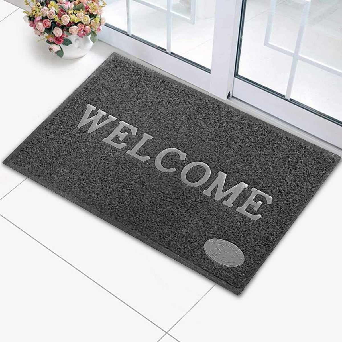 Kuber Industries Rubber Super Absorbent Outdoor Welcome MAT|Non-Slip Net Backing|Heavy Duty & Waterproof|Easy Clean for Entry (Grey)-KUBMART15373