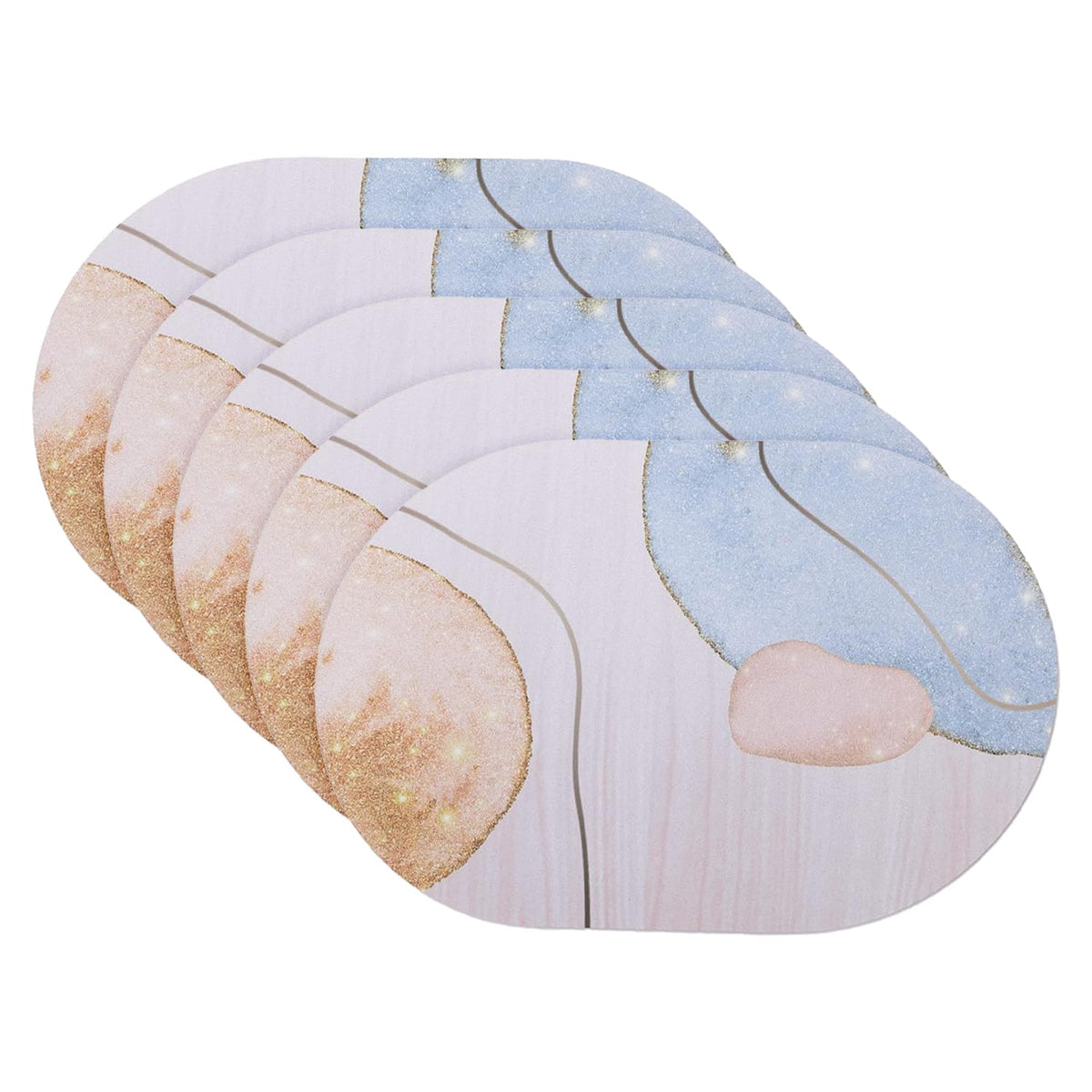 Kuber Industries Bath Mat | PVC Bathroom Mat | Shower Bath Mat | Floor Tub Mat | Diatom Mud Oval Mat | Anti-Skid Shower Bathroom Mat | CF-220813 |Pack of 5| Multi