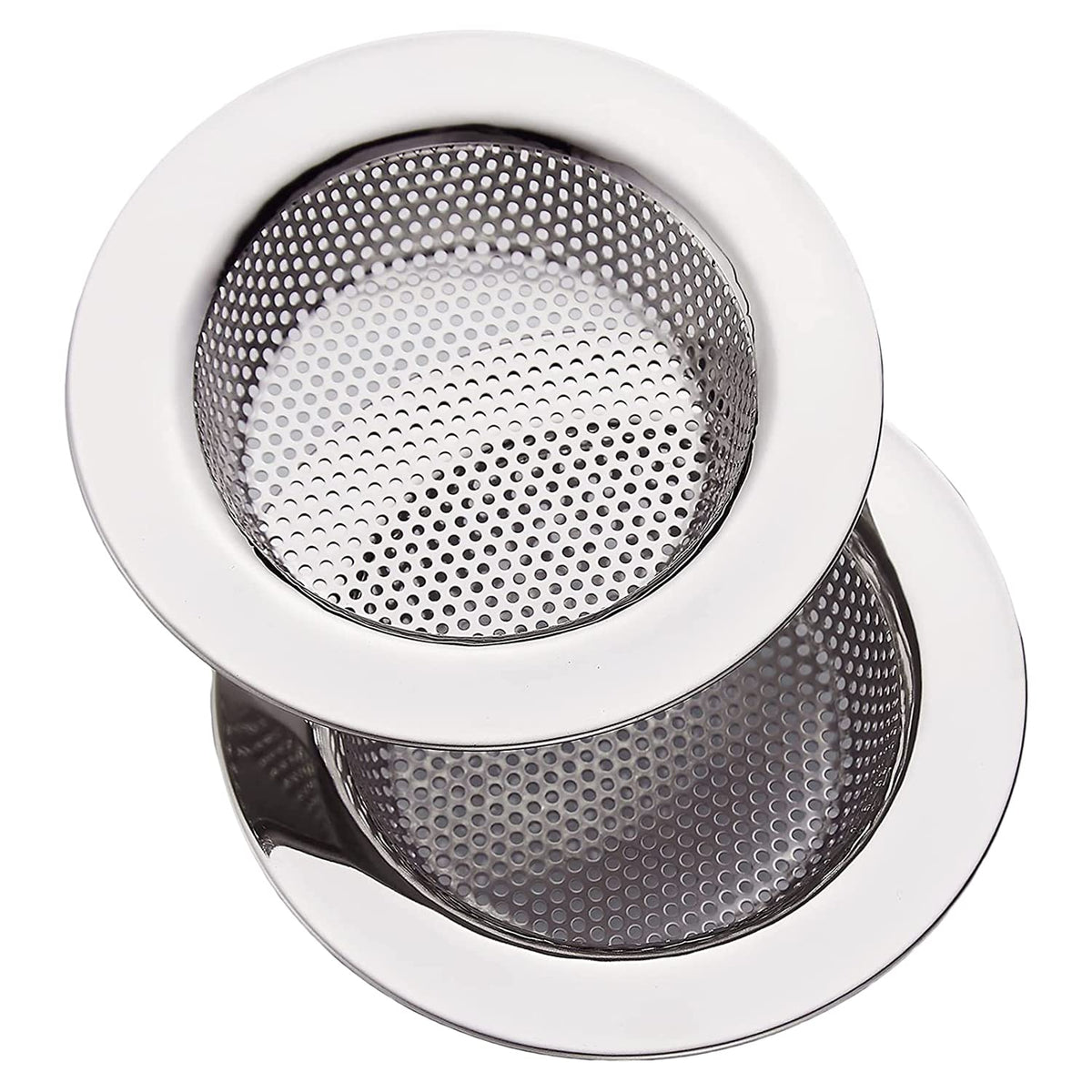 Kuber Industries Sink Strainer|Stainless Steel Mesh Drain Strainer|Sink Strainer for Bathroom|Sink Drainer Kitchen|4.3 Inch|Pack of 2 (Silver)