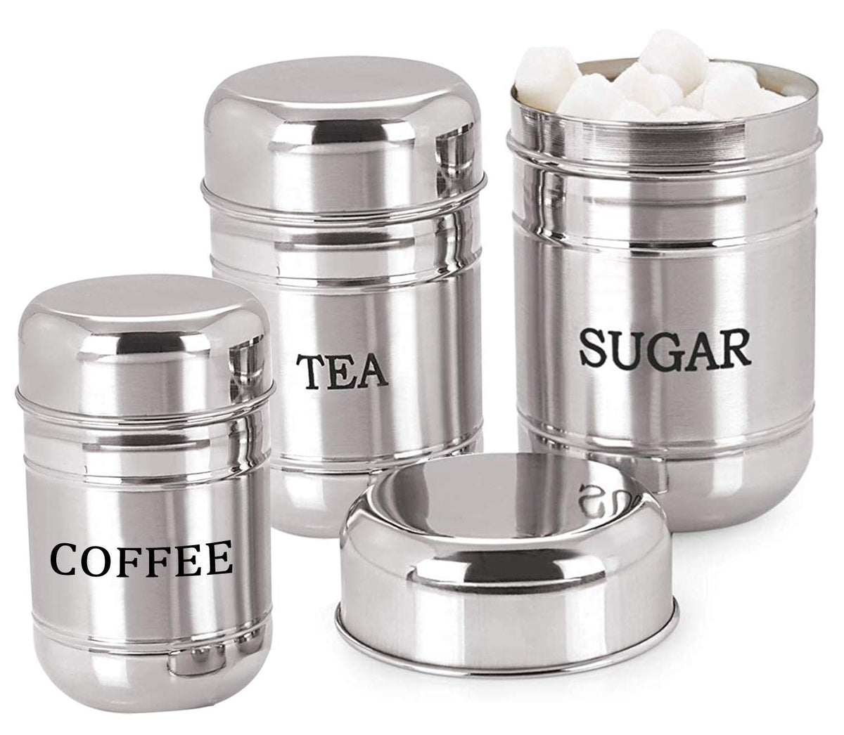 Heart Home Stainless Steel Containers - 500 Ml, 300 Ml, 200 Ml, 3 Pieces, Silver