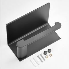 Plantex Space Aluminium Toilet Paper Holder with Mobile Stand/Tissue Roll Holder with Mobile Stand/Bathroom Accessories (969, Black) – Pack of 1